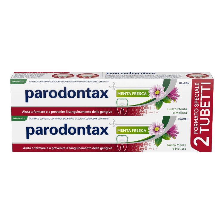Parodontax Dentifricio Bipack - Contro il sanguinamento delle gengive - Gusto menta fresca - 2 x 75 ml