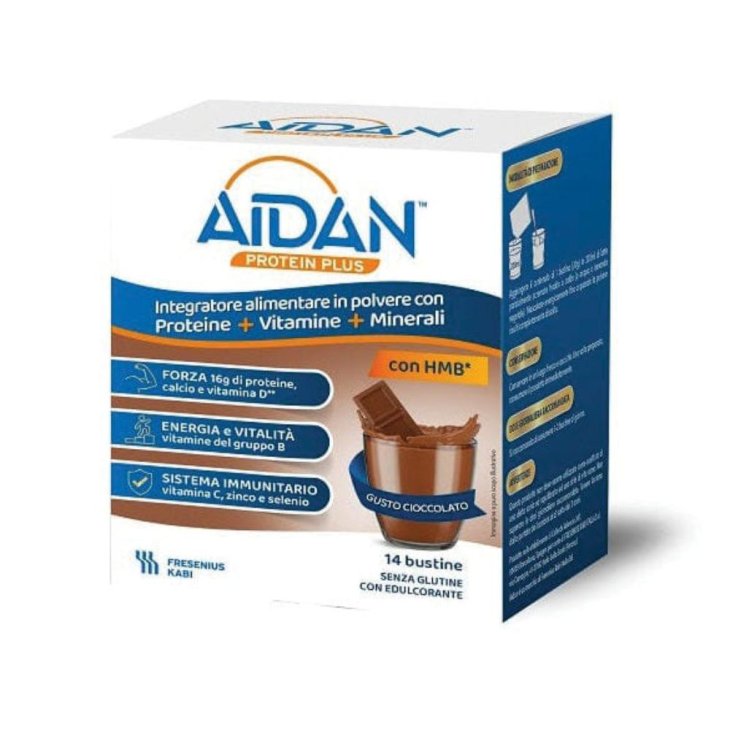 Aidan Protein Plus - Integratore alimentare con proteine, vitamine e minerali - Gusto Cioccolato -14 Buste