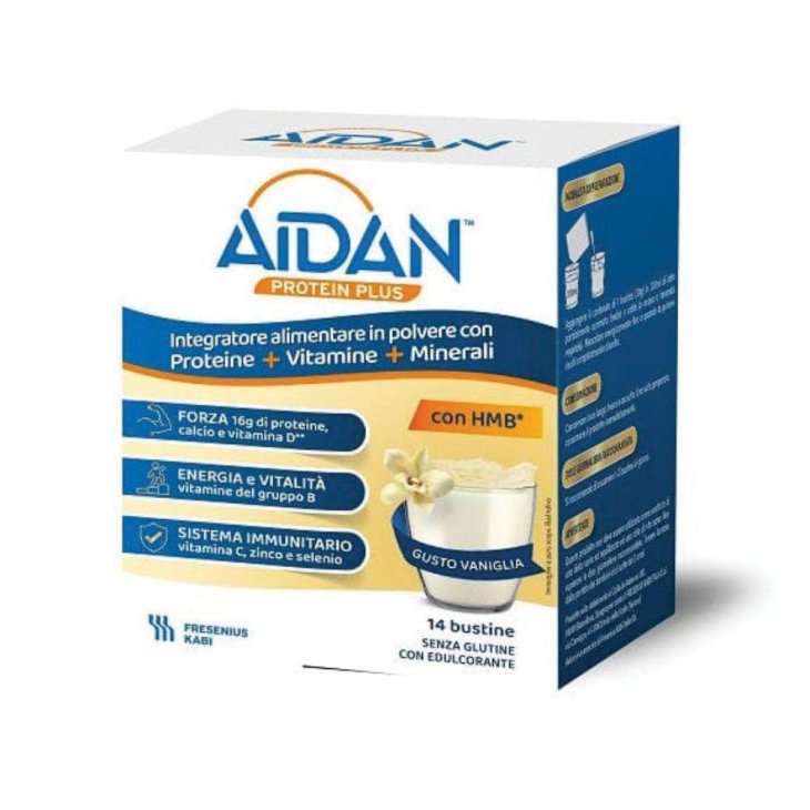 Aidan Protein Plus - Integratore alimentare con proteine, vitamine e minerali - Gusto Vaniglia - 14 Buste