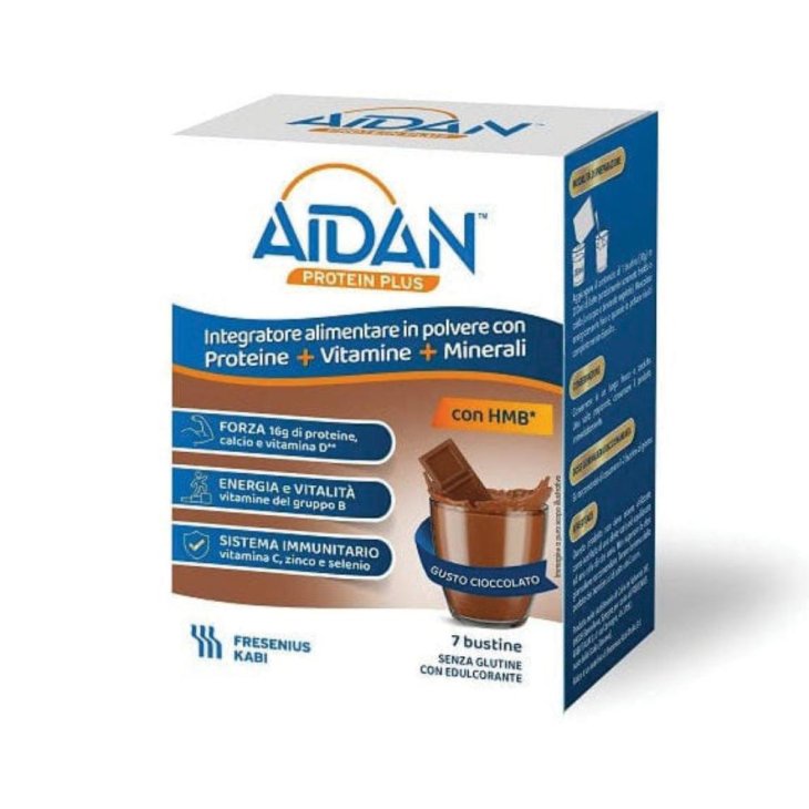 Aidan Protein Plus - Integratore alimentare con proteine, vitamine e minerali - Gusto Cioccolato - 7 Buste