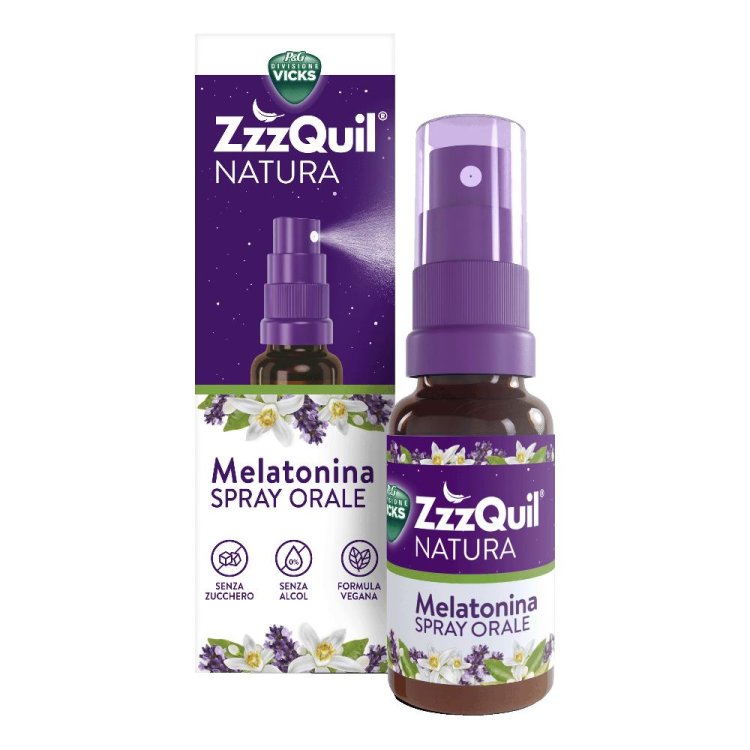 Vicks ZzzQuil Natura Spray - Integratore alimentare con Melatonina per il riposo notturno - 30 ml
