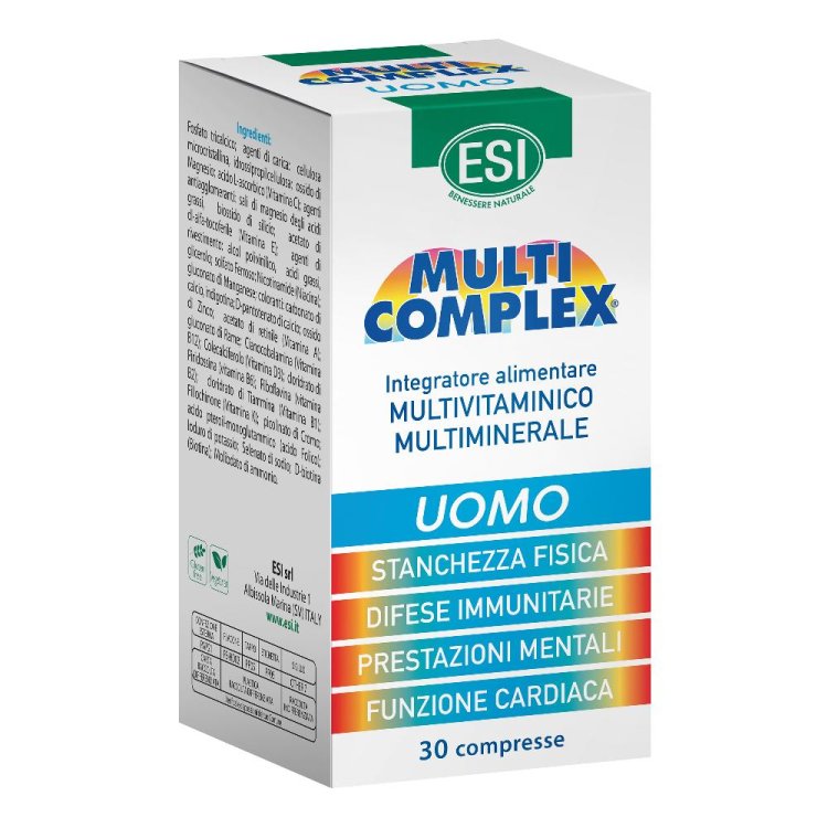 Esi Multicomplex Uomo - Integratore multivitaminico e multiminerale per uomini sotto i 50 anni - 30 compresse