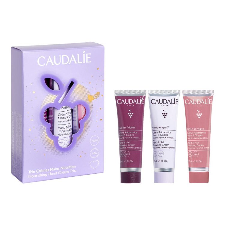 Caudalie Cofanetto di Natale 2024 Trio Crema Mani - Vinotherapist Crema mani + The des Vignes crema mani + Rose des Vignes crema mani