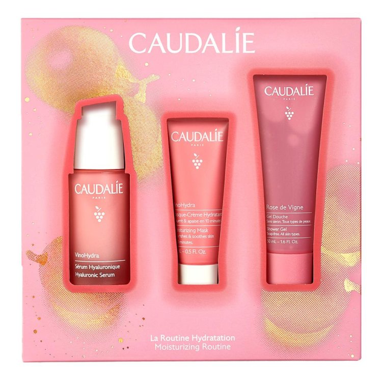 Caudalie Cofanetto di Natale 2024 Vinohydra Routine Idratazione - Siero viso 30 ml + Maschera crema 15 ml + Gel doccia 50 ml