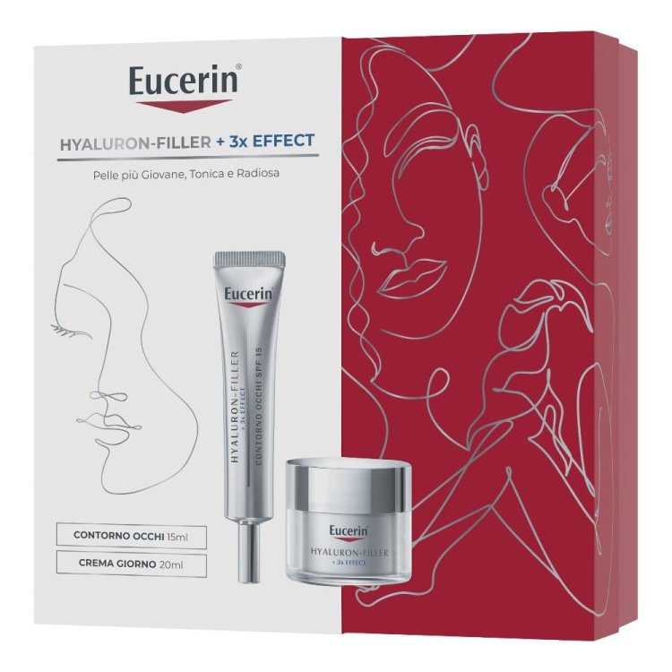 Eucerin Cofanetto di Natale 2024 Hyaluron Filler + 3x Effect - Crema giorno SPF30 50 ml + Contorno occhi SPF15 15 ml