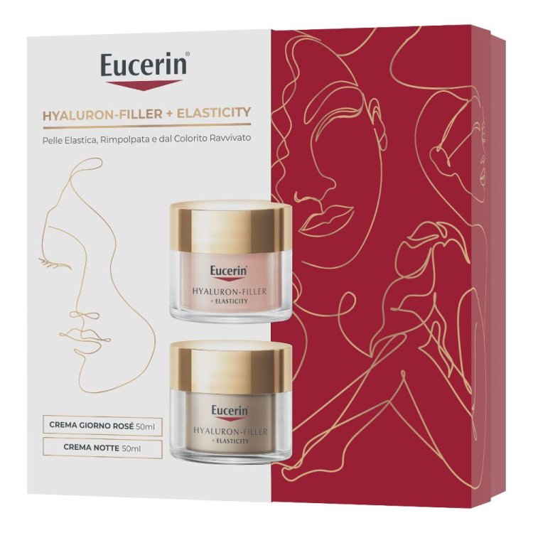 Eucerin Cofanetto di Natale 2024 Hyaluron FIller + Elasticity - Crema giorno rosé SPF30 50 ml + Crema notte 50 ml