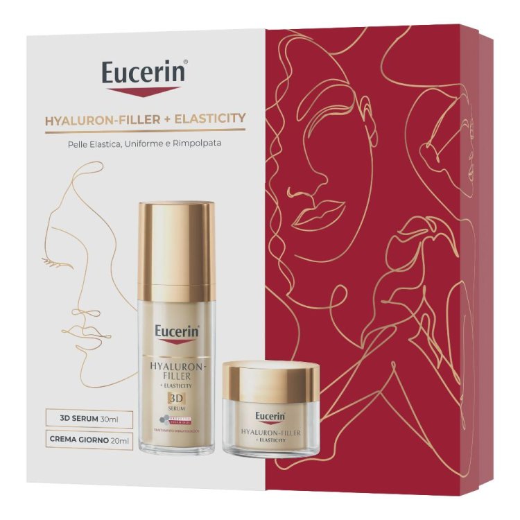 Eucerin Cofanetto di Natale 2024 Hyaluron Filler + Elasticity - Crema giorno SPF15 20 ml + Siero viso 3D 30 ml