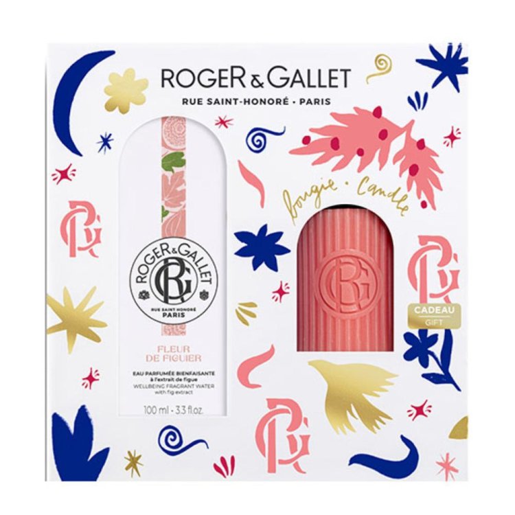 Roger & Gallet Cofanetto di Natale 2024 Fleur De Figuier - Acqua profumata 100 ml + Candela profumata 75 g