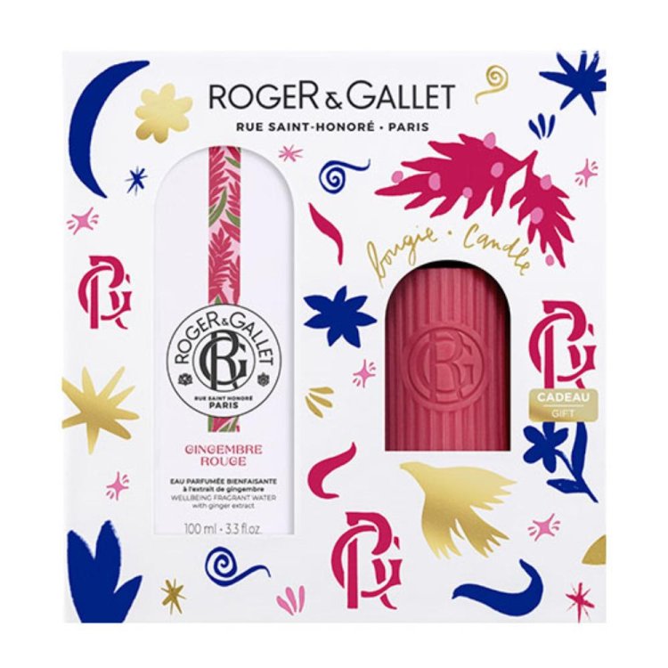 Roger & Gallet Cofanetto di Natale 2024 Gingembre Rouge - Acqua profumata 100 ml + Candela profumata 75 g