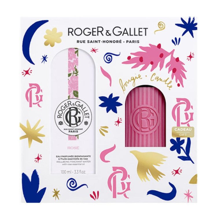 Roger & Gallet Cofanetto di Natale 2024 Rose - Acqua profumata 100 ml + Candela profumata 75 g