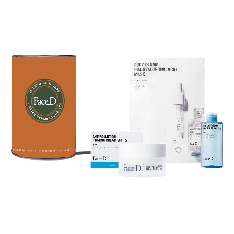 FaceD Cofanetto di Natale 2024 Hydra Cleanse - Acqua micellare instant glow + Crema Antipollution Firming SPF15 + Maschera Pure Plump HA4 Hyaluronic Acid