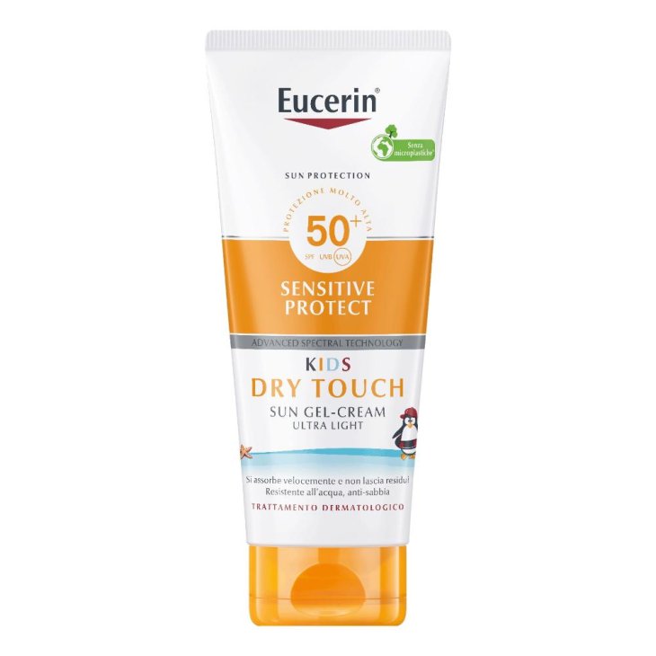 Eucerin Sun Sensitive Protect Kids Dry Touch Gel Crema SPF50+ - Protezione solare per bambini resistente all'acqua - 200 ml