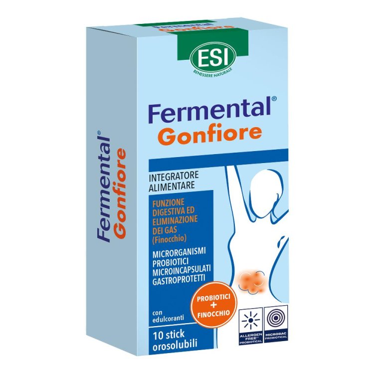 Esi Fermental Gonfiore - Integratore alimentare per la funzione digestiva - Gusto Finocchio - 10 stick orosolubili 