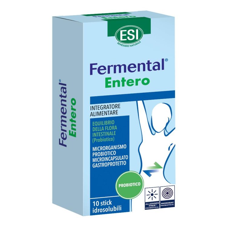 Esi Fermental Entero - Integratore alimentare per l'equilibrio della flora intestinale - Gusto Vaniglia - 10 stick idrosolubili