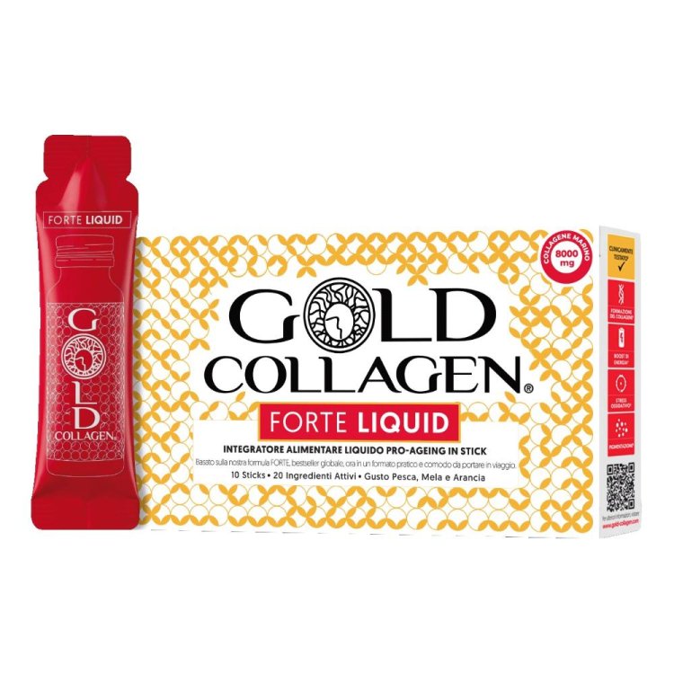 Gold Collagen Forte Liquid - Integratore alimentare a base di collagene per pelle - 10 stick