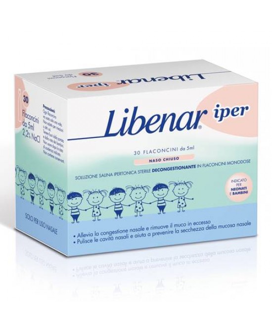 LIBENAR Iper 30 Flaconcini monodose soluzione fisiologica ipertonica  sterile 5 ml