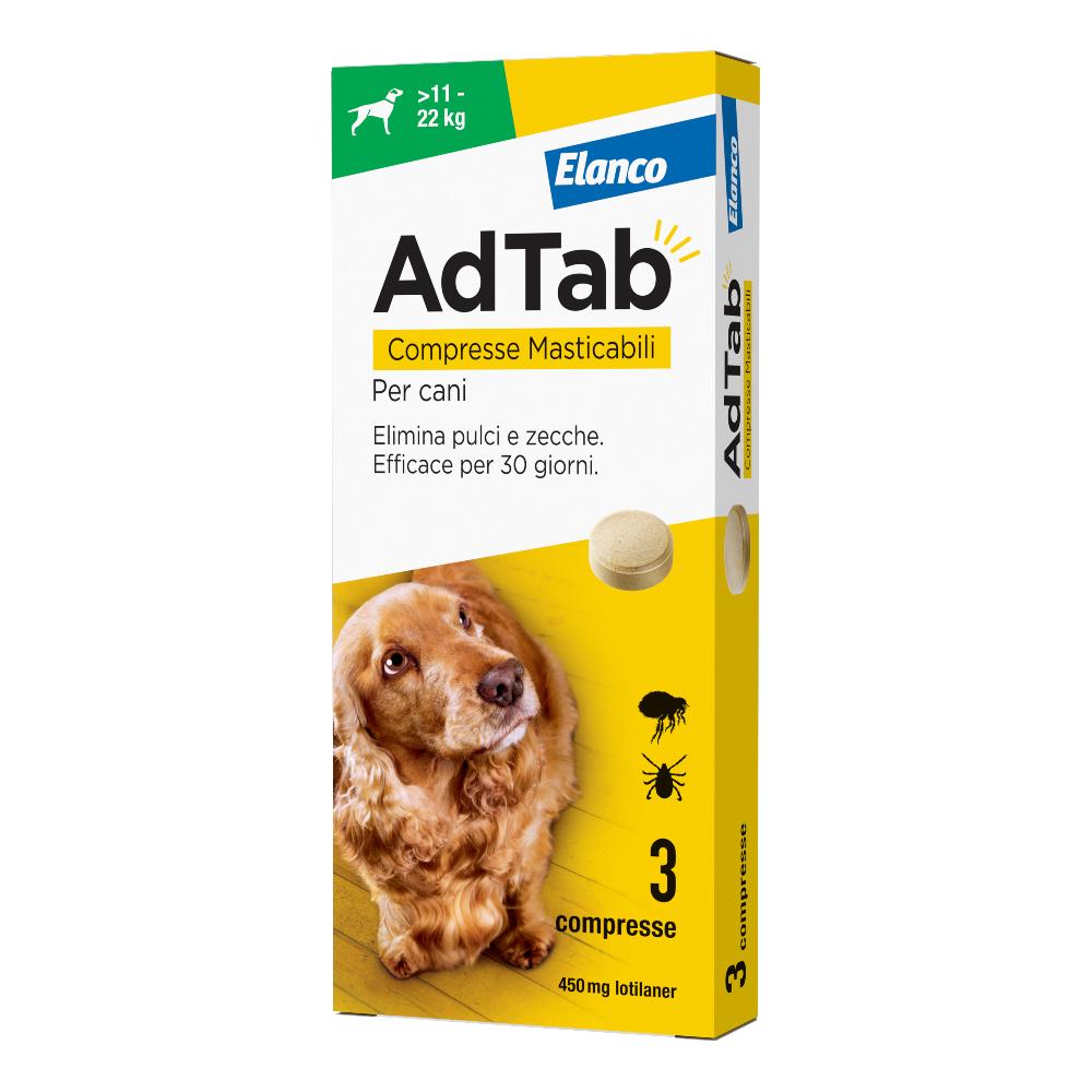 Elanco AdTab 450mg Compresse Masticabili per Cani 11-22kg - 3 Compresse Antiparassitario